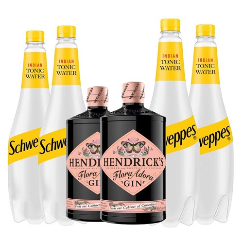 Case of 6 with Hendricks Flora Adora Gin 70cl and Schweppes Tonic Packed Together
